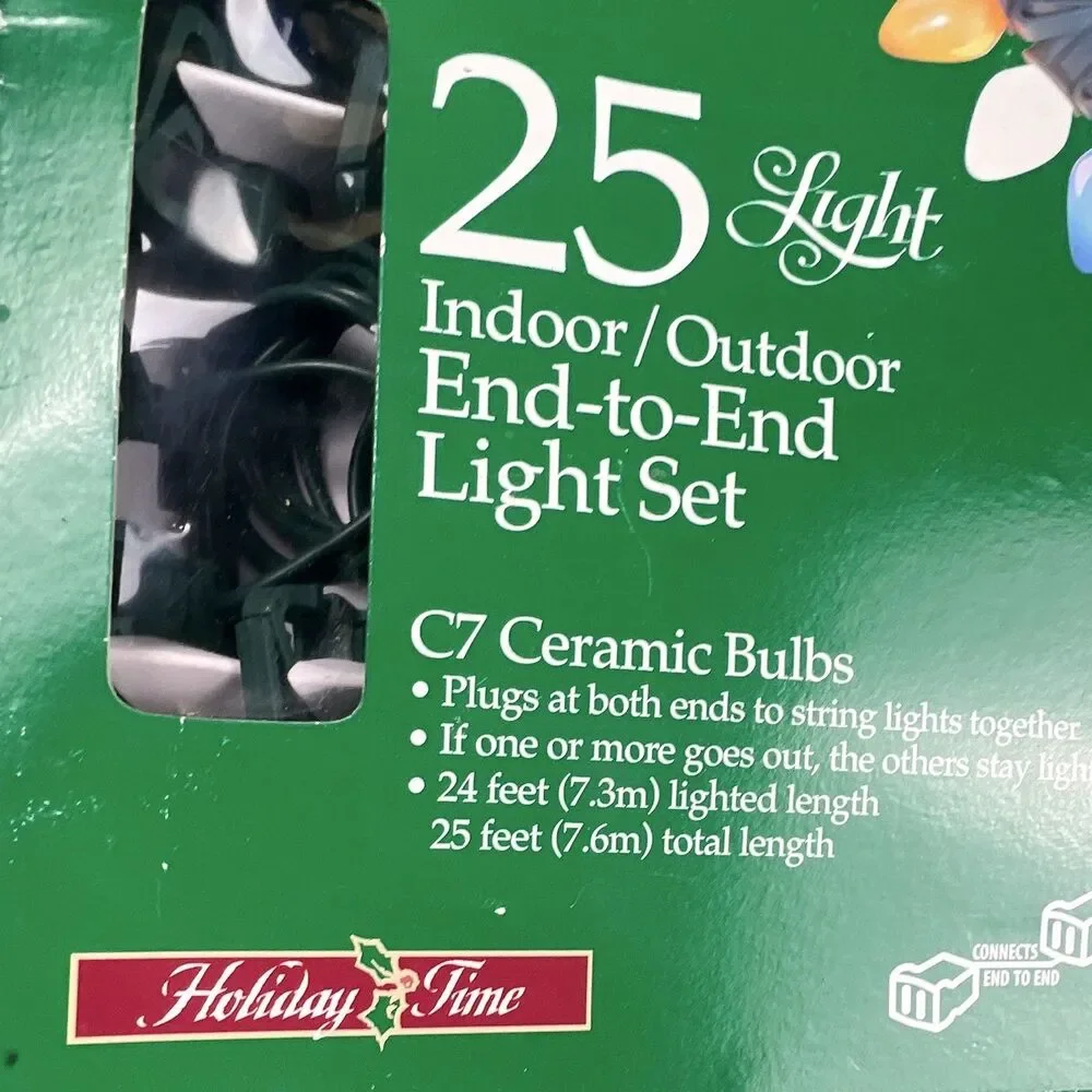 Holiday Time 25-Light C7 Ceramic Multicolor String Lights End-to-End 25 ft